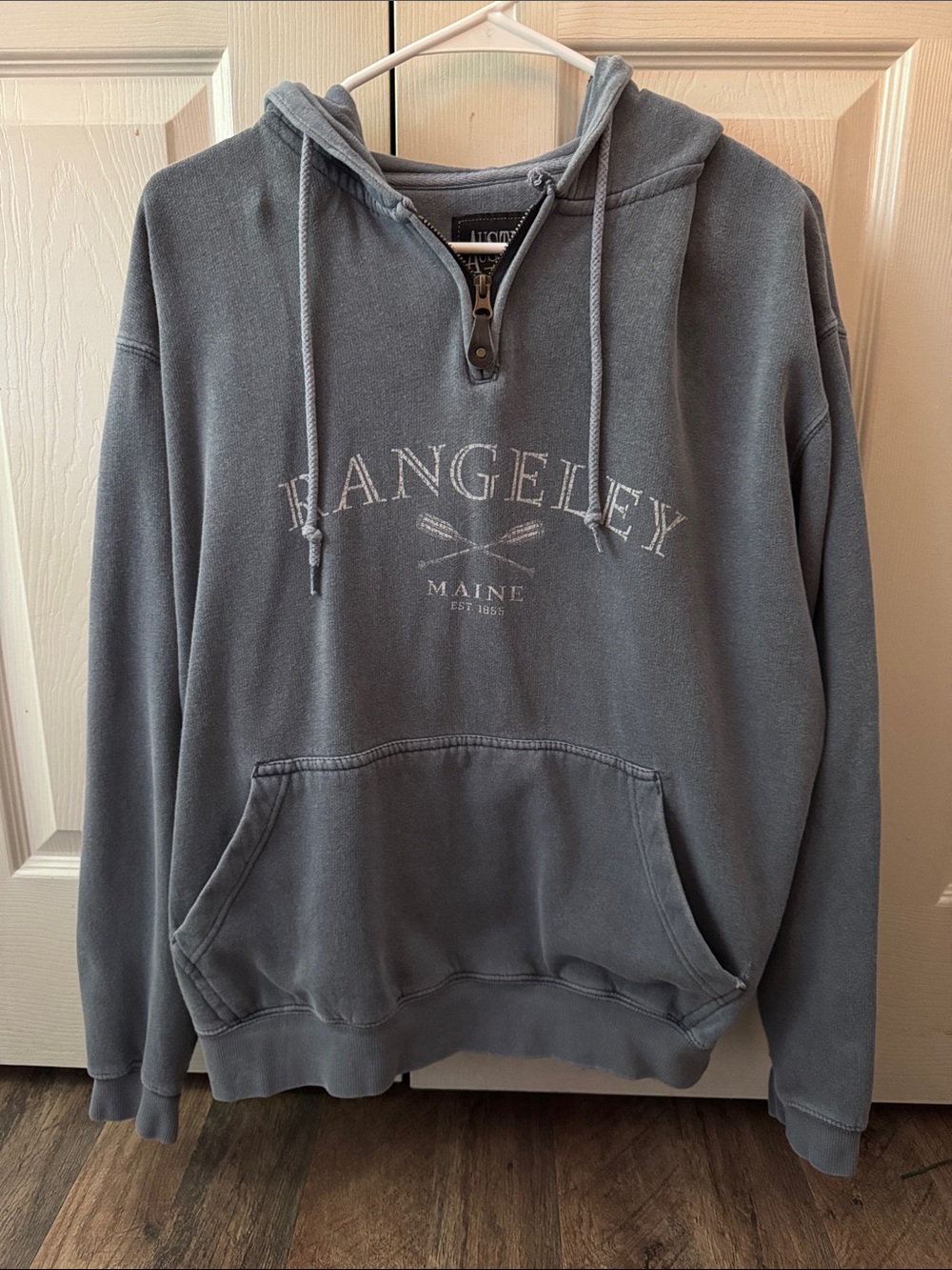 Austin’s Slate Blue Hooded Rangeley Quarter Zip Pullover Sweatshirt Size Medium